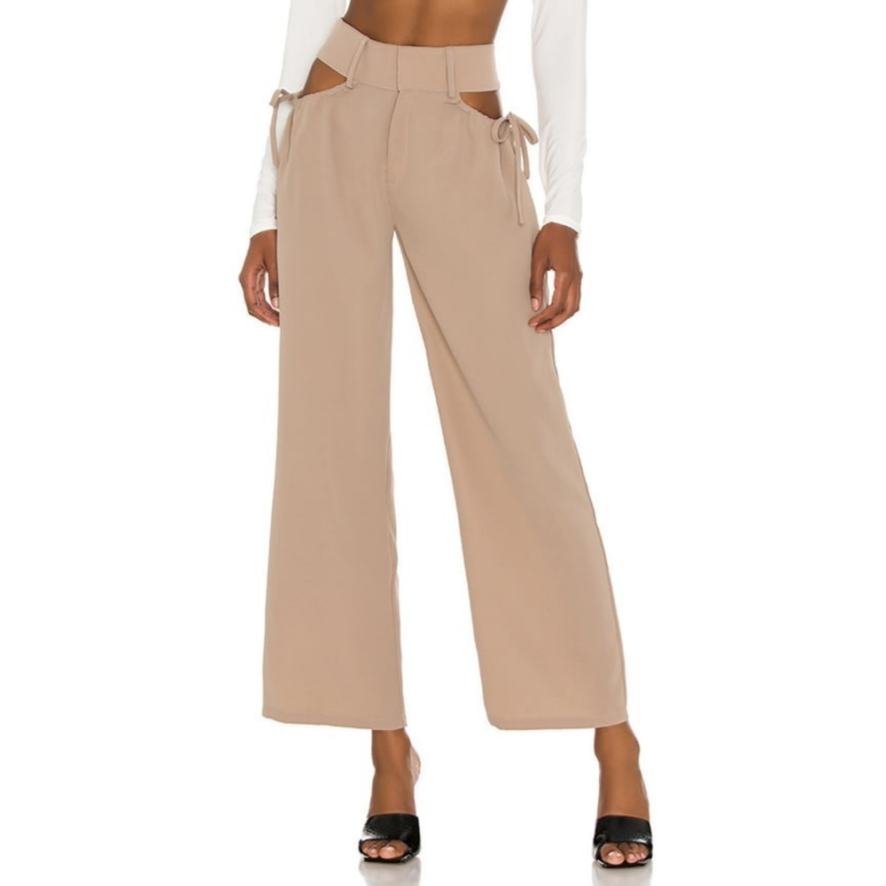 SUPERDOWN Benny Cut out Pants Khaki Contemporary Streetwear Small Revolve